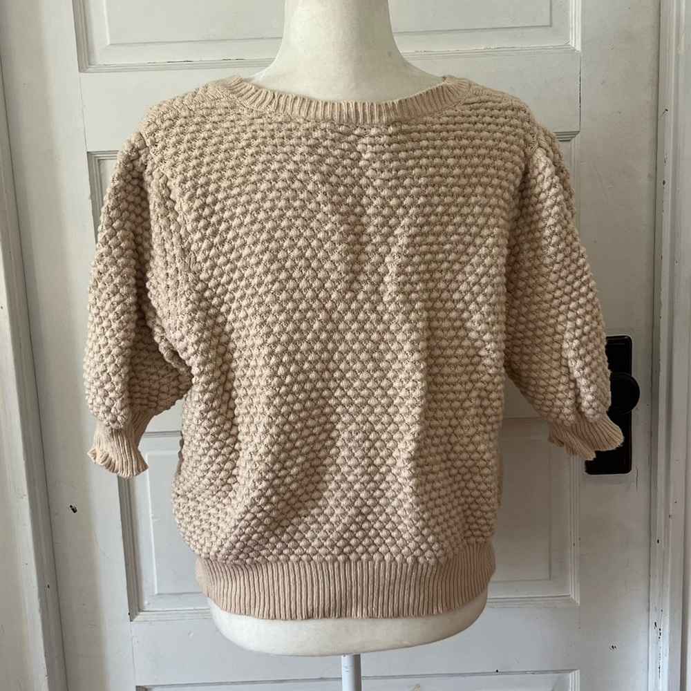 Ann Taylor | Tan Bubble Stitch Cardigan - Picture 4 of 7
